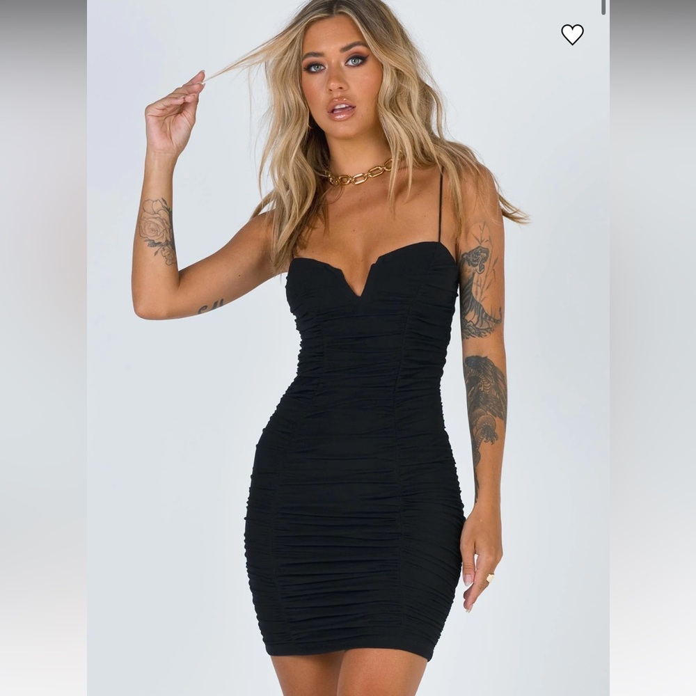 Princess Polly Black Ruched Mini Dress